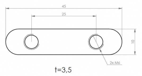 M6 Oval Double T Nut Dimensions